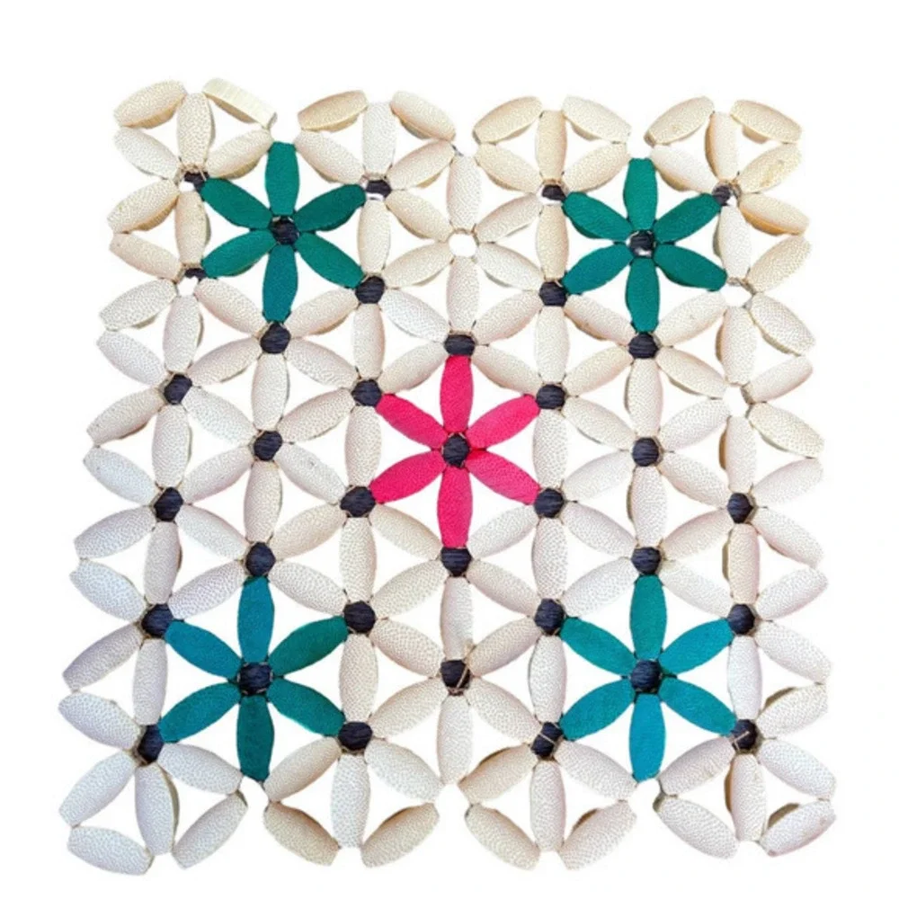 Colourful Vintage Threaded Bamboo Bead Trivets Set Of‎ 4 Hot Pot Stands